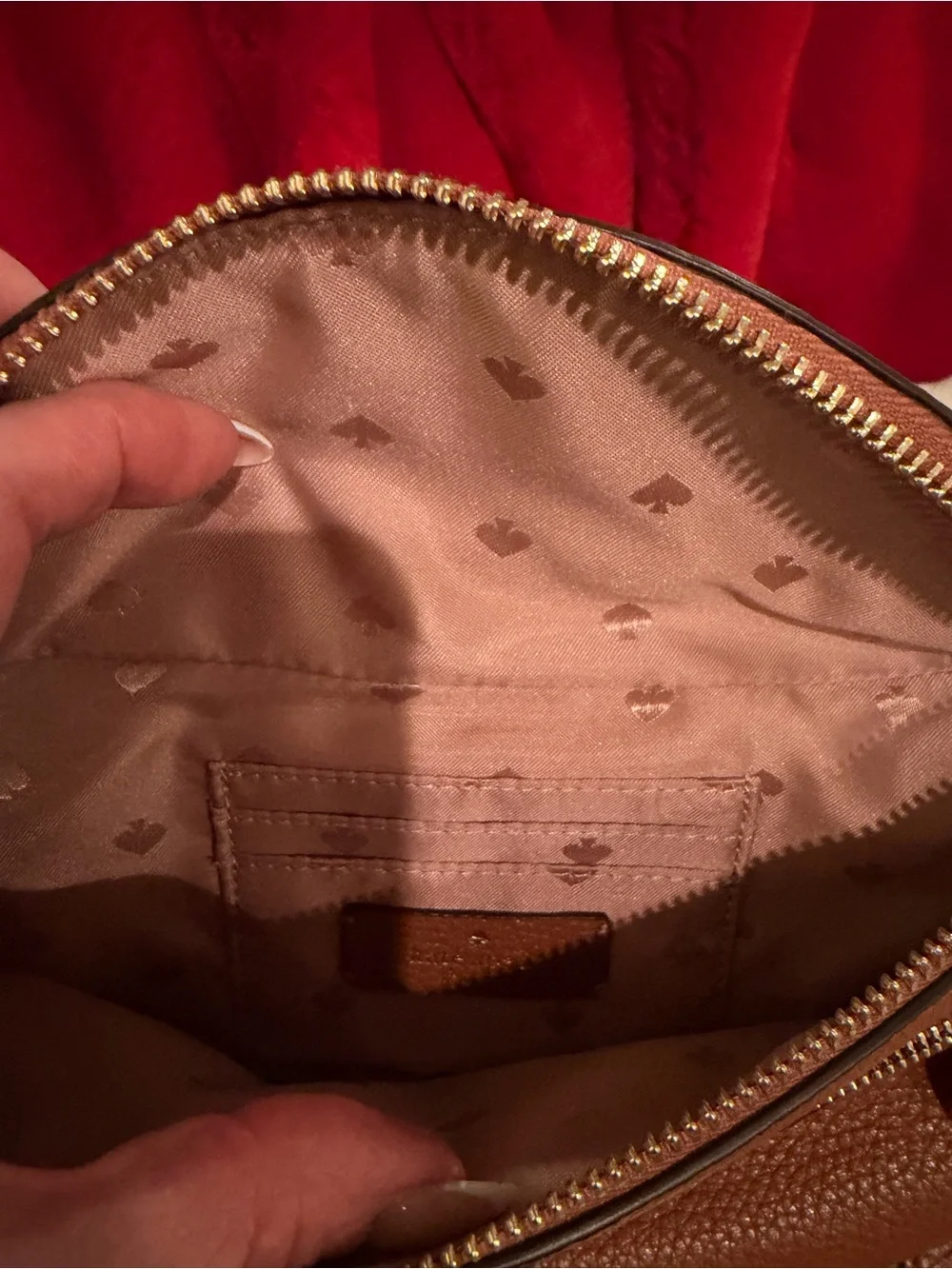 Kate Spade Cognac Pebbled Leather Crossbody Belt Bag w/ gold trim - Picture 7 of 9